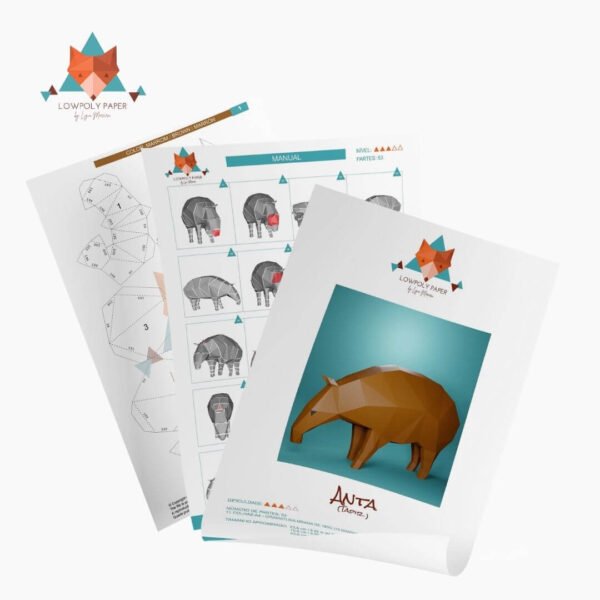 ANTA (TAPIR) - PAPERCRAFT LOWPOLY (PDF/DXF/SVG) - Imagem 2