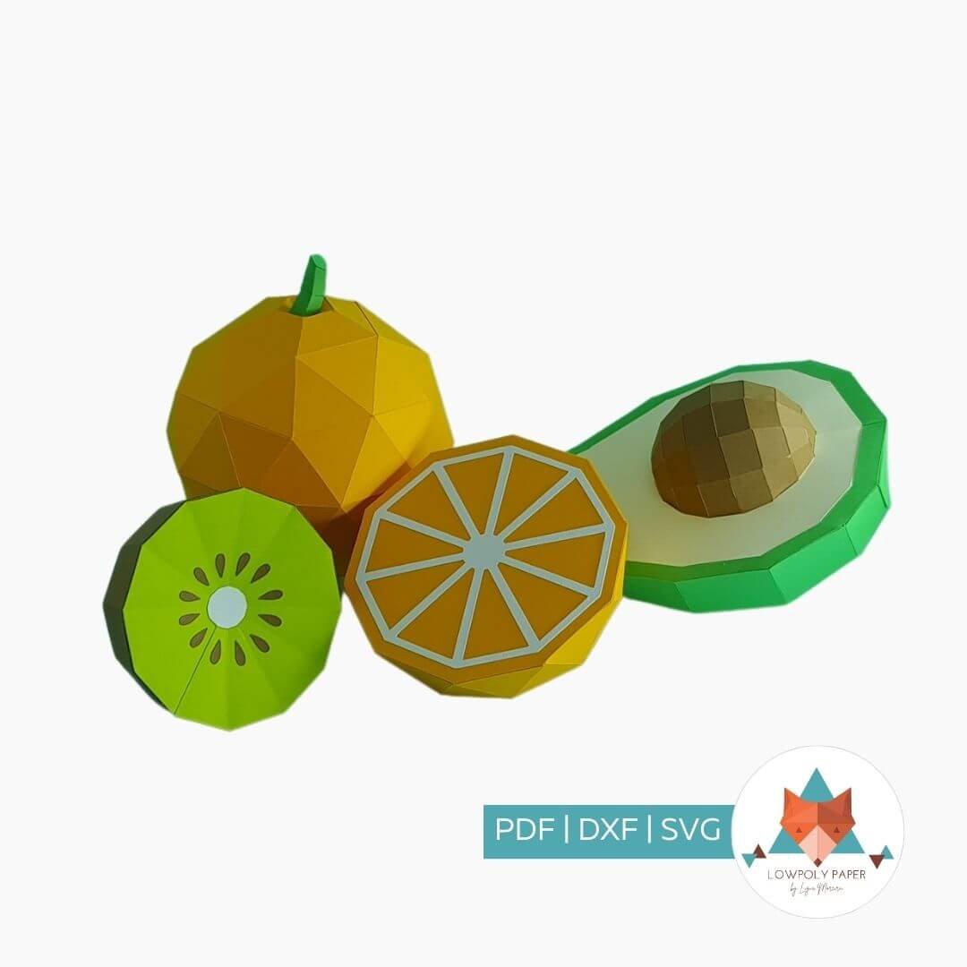 COMBO FRUTAS – PAPERCRAFT LOWPOLY (PDF/DXF/SVG) - Lowpoly Paper by ...