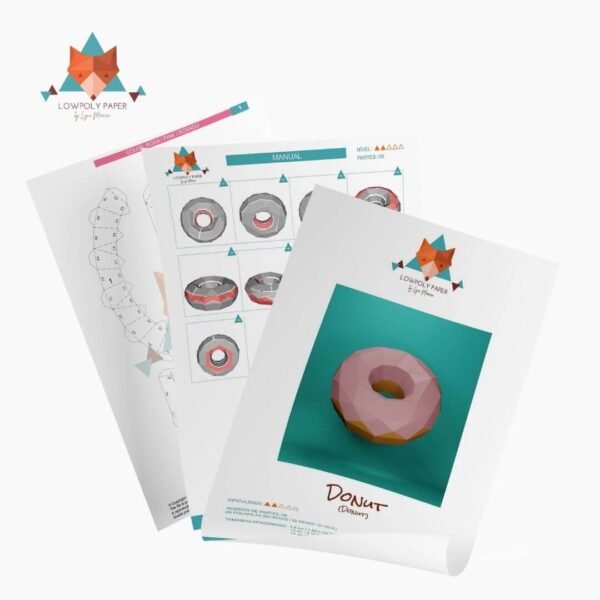 DONUT - PAPERCRAFT LOWPOLY (PDF/DXF/SVG) - Imagem 2
