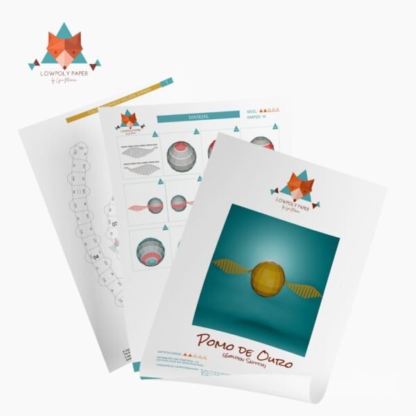 POMO DE OURO HP - PAPERCRAFT LOWPOLY (PDF/DXF/SVG) - Image 2