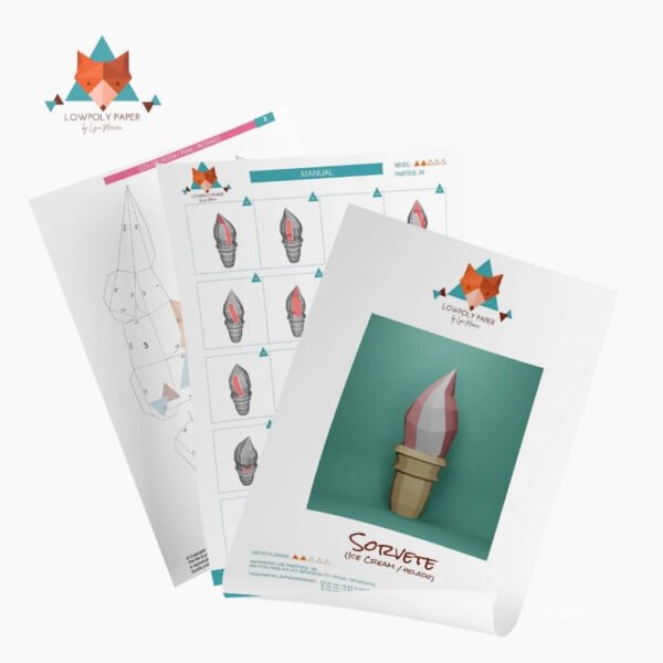 SORVETE - PAPERCRAFT LOWPOLY (PDF/DXF/SVG) - Imagem 2