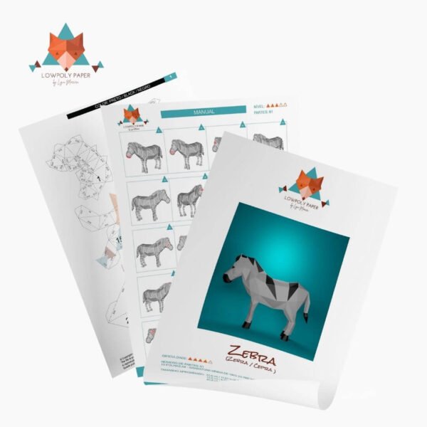 ZEBRA - PAPERCRAFT LOWPOLY (PDF/DXF/SVG) - Imagem 2